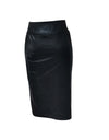 High Waist Zip-Up Maxi Leather Black Skirt With Split - Fashion Damsel