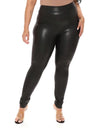 Average/Plus Size Casual Pencil Slim Fit Pleated High Waist Faux Leather Pants - Fashion Damsel