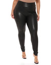 Average/Plus Size Casual Pencil Slim Fit Pleated High Waist Faux Leather Pants - Fashion Damsel