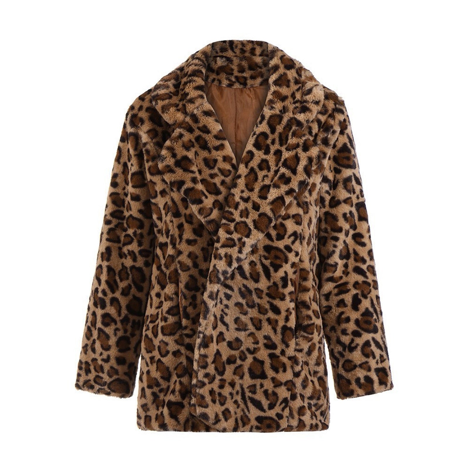 S, M, L, XL, XXL Leopard Faux-fur Long Sleeve Waistcoat Hoodie - Fashion Damsel