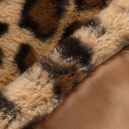 S, M, L, XL, XXL Leopard Faux-fur Long Sleeve Waistcoat Hoodie - Fashion Damsel
