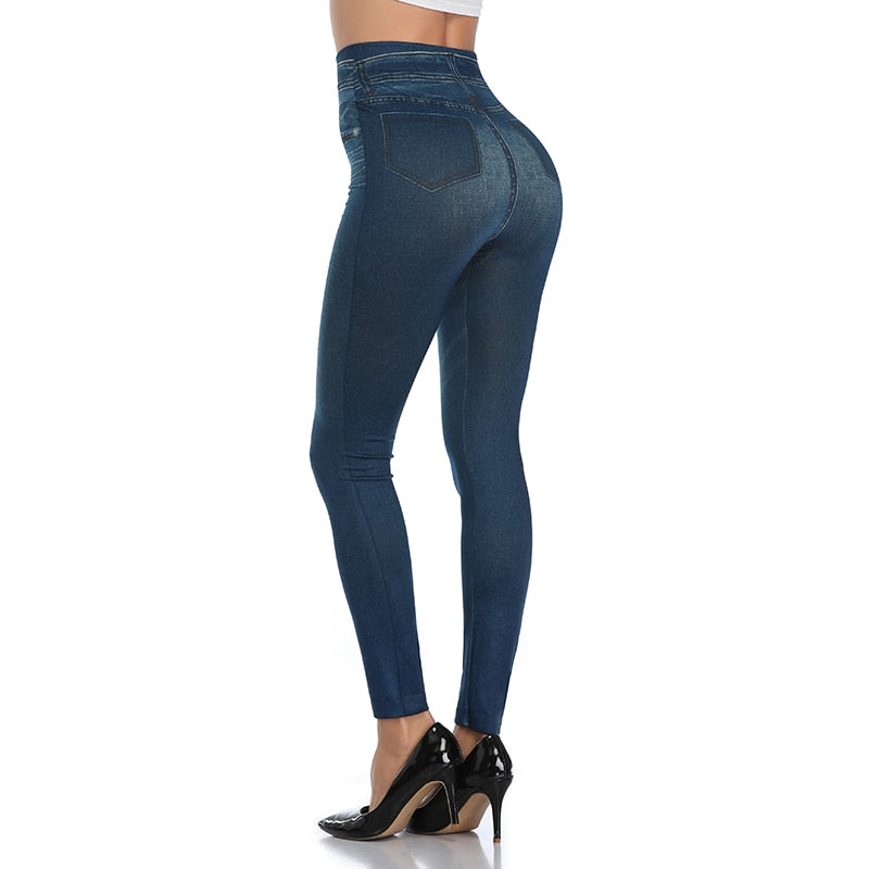 Waist Trimming Push Up Elastic Jeggings Denim Pants - Fashion Damsel