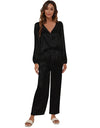 Long Sleeve V-neck Silk Satin Pajamas For Women - Fashion Damsel