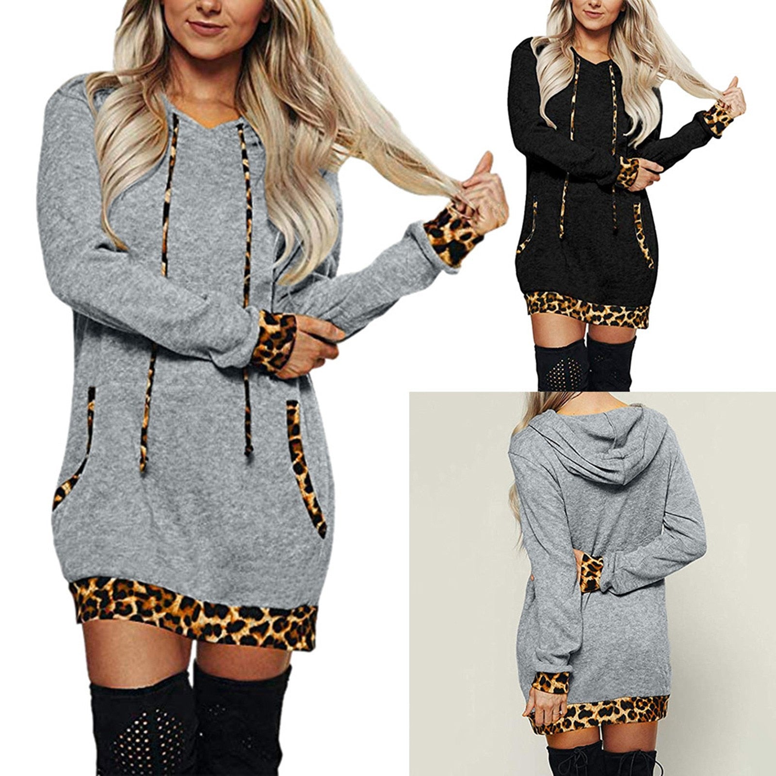 Hooded Leopard Dress - Fashion Damsel