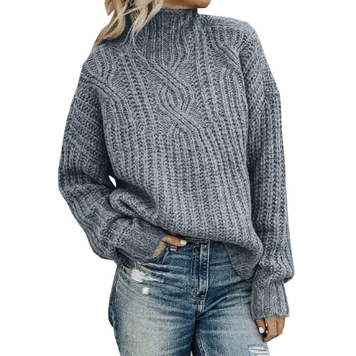 Pullover Knitted Turtleneck Sweater - Fashion Damsel