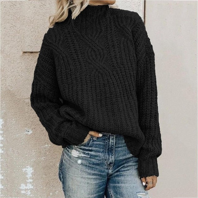 Pullover Knitted Turtleneck Sweater - Fashion Damsel