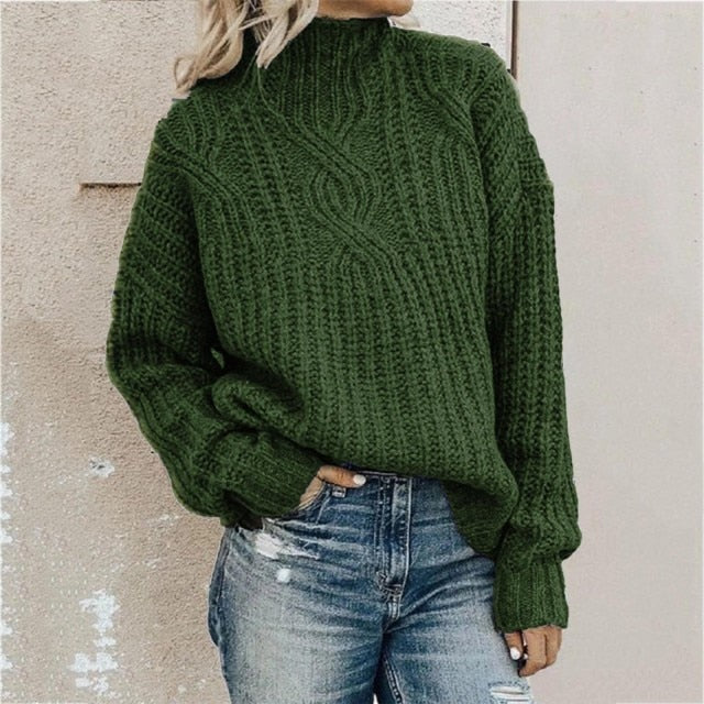 Pullover Knitted Turtleneck Sweater - Fashion Damsel