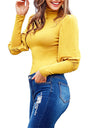 Stand-Up Knitted Puff Sleeve Casual Turtleneck - Fashion Damsel
