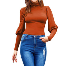 Load image into Gallery viewer, Stand-Up Knitted Puff Sleeve Casual Turtleneck - Fashion Damsel
