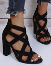 Zipper Open Toe Pump Sandals