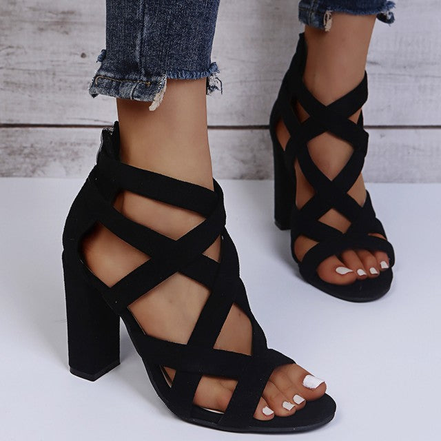 Zipper Open Toe Pump Sandals