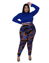 L-5XL Plus Size Two Piece Full Sleeve T-Shirt And Printed Pants Set