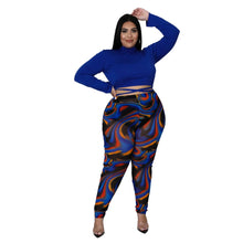 將圖片載入圖庫檢視器 L-5XL Plus Size Two Piece Full Sleeve T-Shirt And Printed Pants Set
