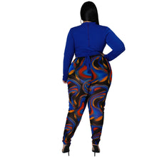 將圖片載入圖庫檢視器 L-5XL Plus Size Two Piece Full Sleeve T-Shirt And Printed Pants Set
