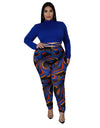 L-5XL Plus Size Two Piece Full Sleeve T-Shirt And Printed Pants Set