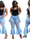 Ripped Hollow Out Flare Long Pants