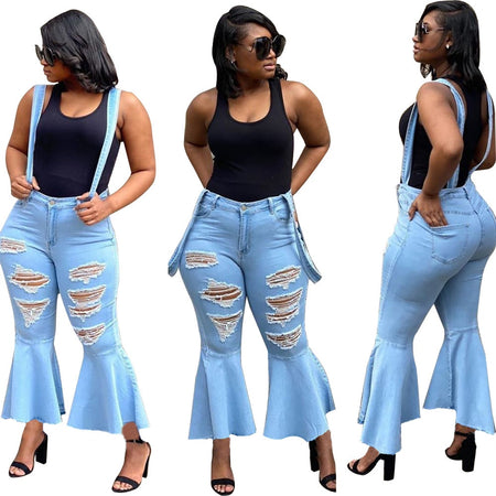 Ripped Hollow Out Flare Long Pants