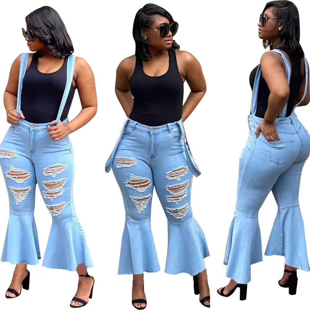 Ripped Hollow Out Flare Long Pants