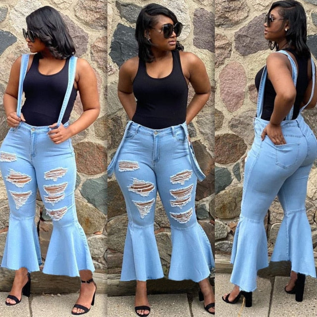 Ripped Hollow Out Flare Long Pants
