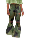 Army Style Plus Size High Waist Denim Bell Bottoms