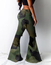Army Style Plus Size High Waist Denim Bell Bottoms