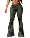 Army Style Plus Size High Waist Denim Bell Bottoms