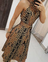 Elegant Sleeveless Baroque Print Sleeveless Midi Dress