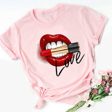 Load image into Gallery viewer, Sexy Red Lipsticks Make Up Artist Letters Print T shirt
