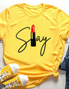 Sexy Red Lipsticks Make Up Artist Letters Print T shirt