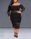 Off-Shoulder Backless Elegant Mesh Maxi Dress