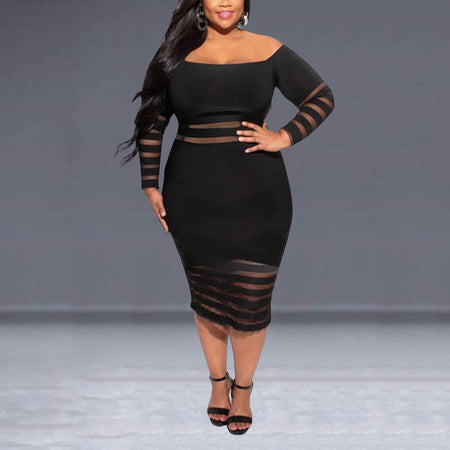 Off-Shoulder Backless Elegant Mesh Maxi Dress