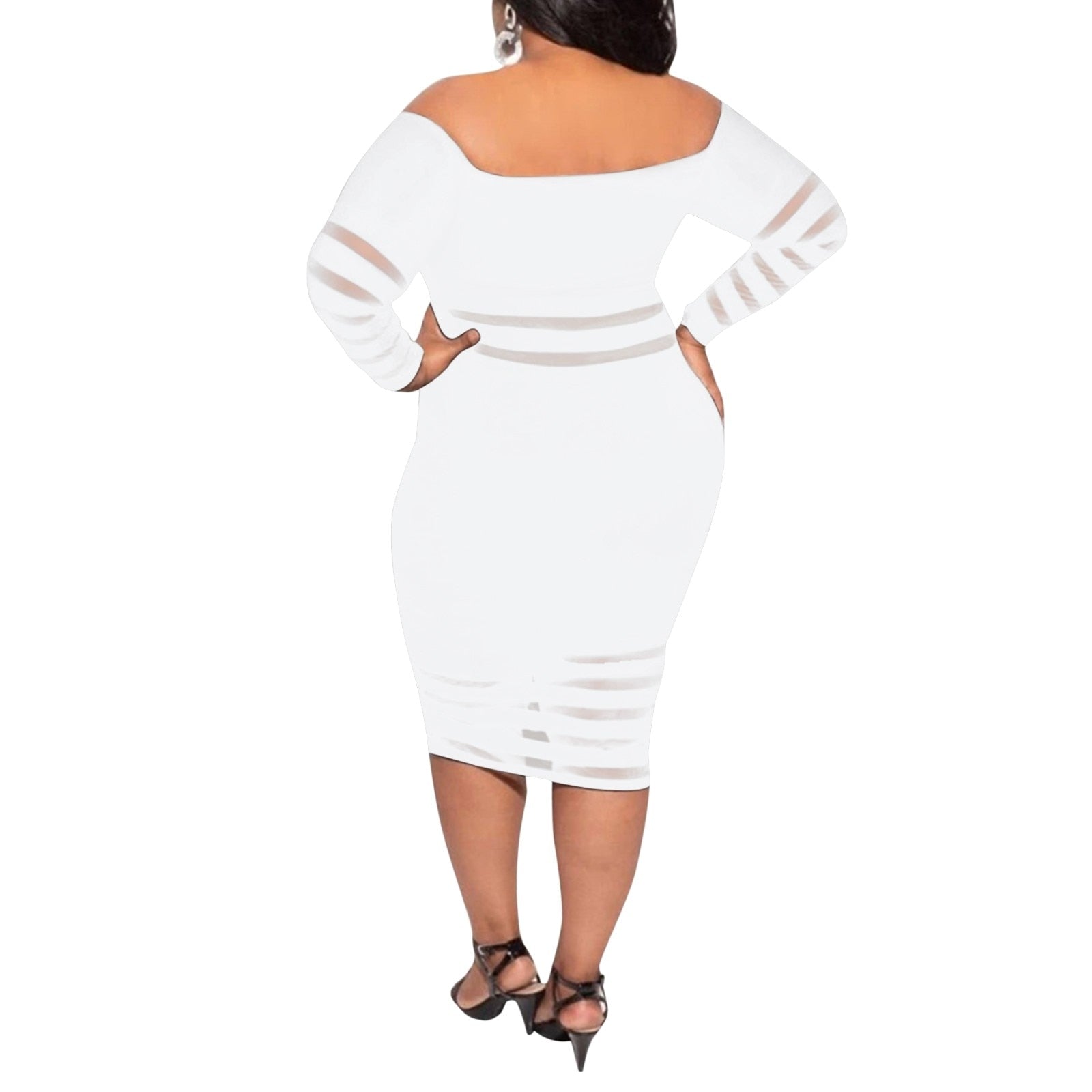 Off-Shoulder Backless Elegant Mesh Maxi Dress