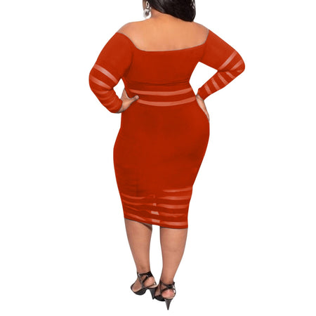 Off-Shoulder Backless Elegant Mesh Maxi Dress