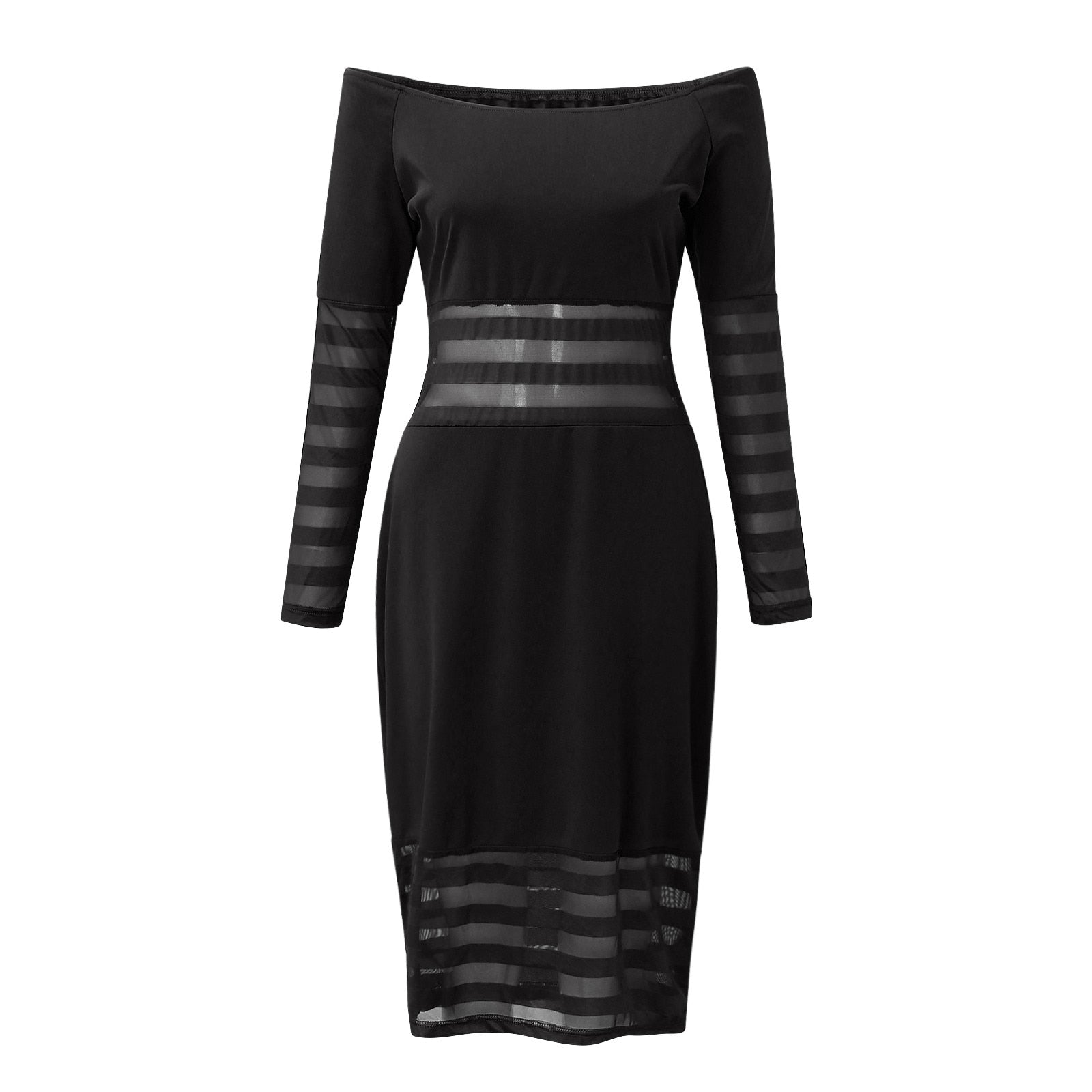 Off-Shoulder Backless Elegant Mesh Maxi Dress