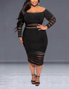 Off-Shoulder Backless Elegant Mesh Maxi Dress