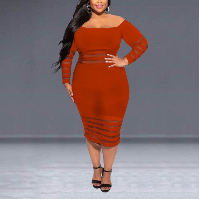 Off-Shoulder Backless Elegant Mesh Maxi Dress