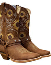 Embroidered  Women's Knee High Leather Cowboy Boots - Fashion Damsel