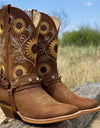 Embroidered  Women's Knee High Leather Cowboy Boots - Fashion Damsel