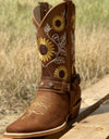 Embroidered  Women's Knee High Leather Cowboy Boots - Fashion Damsel