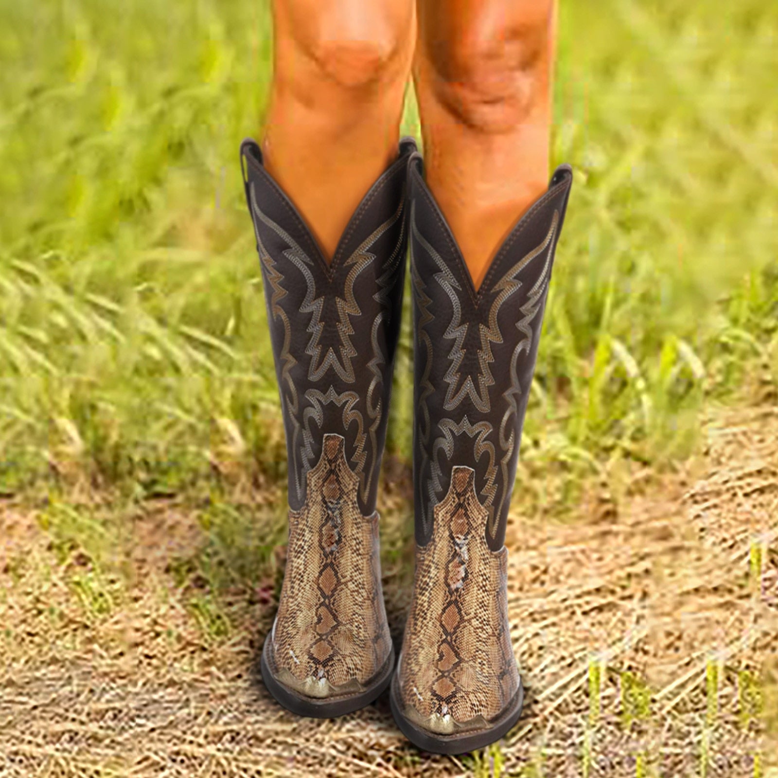 Autumn/Winter Serpentine Western Cowboy Boots - Fashion Damsel