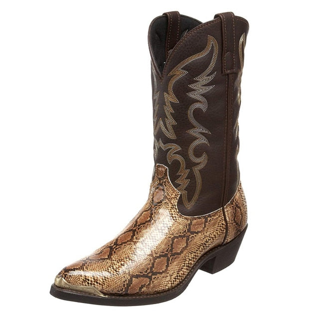 Autumn/Winter Serpentine Western Cowboy Boots - Fashion Damsel