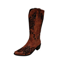 Load image into Gallery viewer, Knee-high High Tube Middle Heel Ladies Cowboy Boots - Fashion Damsel
