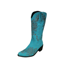 将图片加载到图库查看器，Knee-high High Tube Middle Heel Ladies Cowboy Boots - Fashion Damsel
