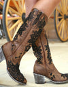 Knee-high High Tube Middle Heel Ladies Cowboy Boots - Fashion Damsel