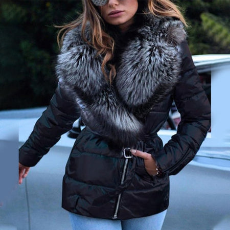 Down Jacket Fur Collar Zipper Winter Coat