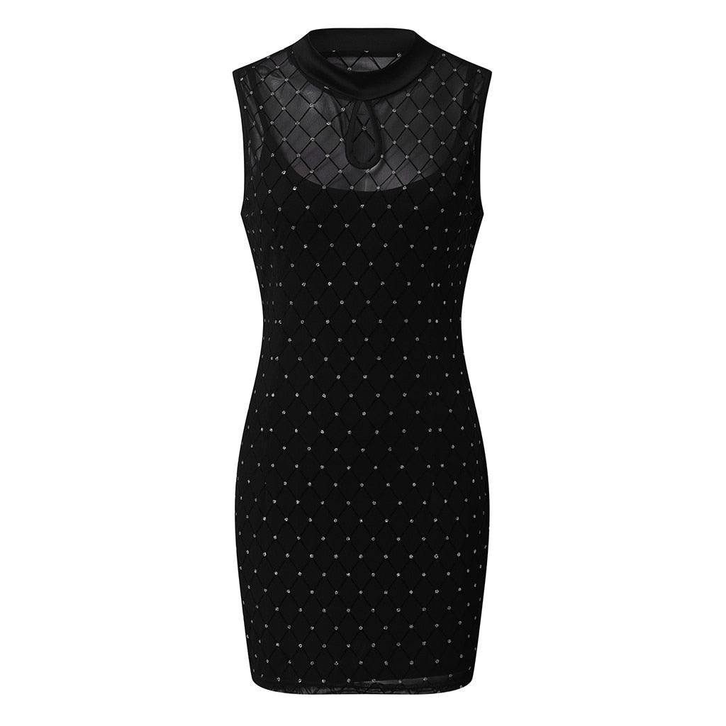 Black Elegant Sleeveless Mini Dress - Fashion Damsel
