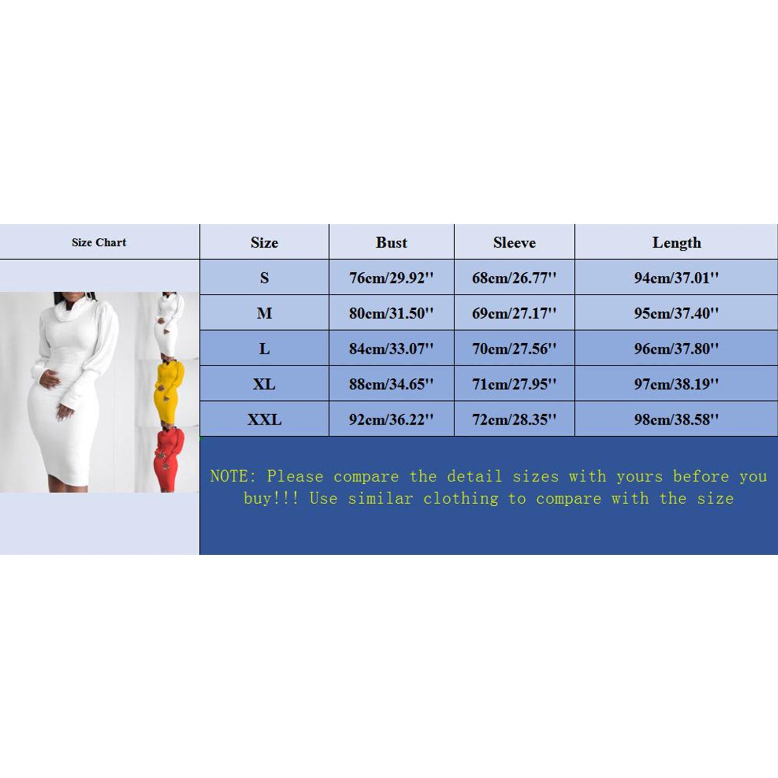 Long-Sleeve Elegant Slim High Neck Solid Cotton Dress - Fashion Damsel