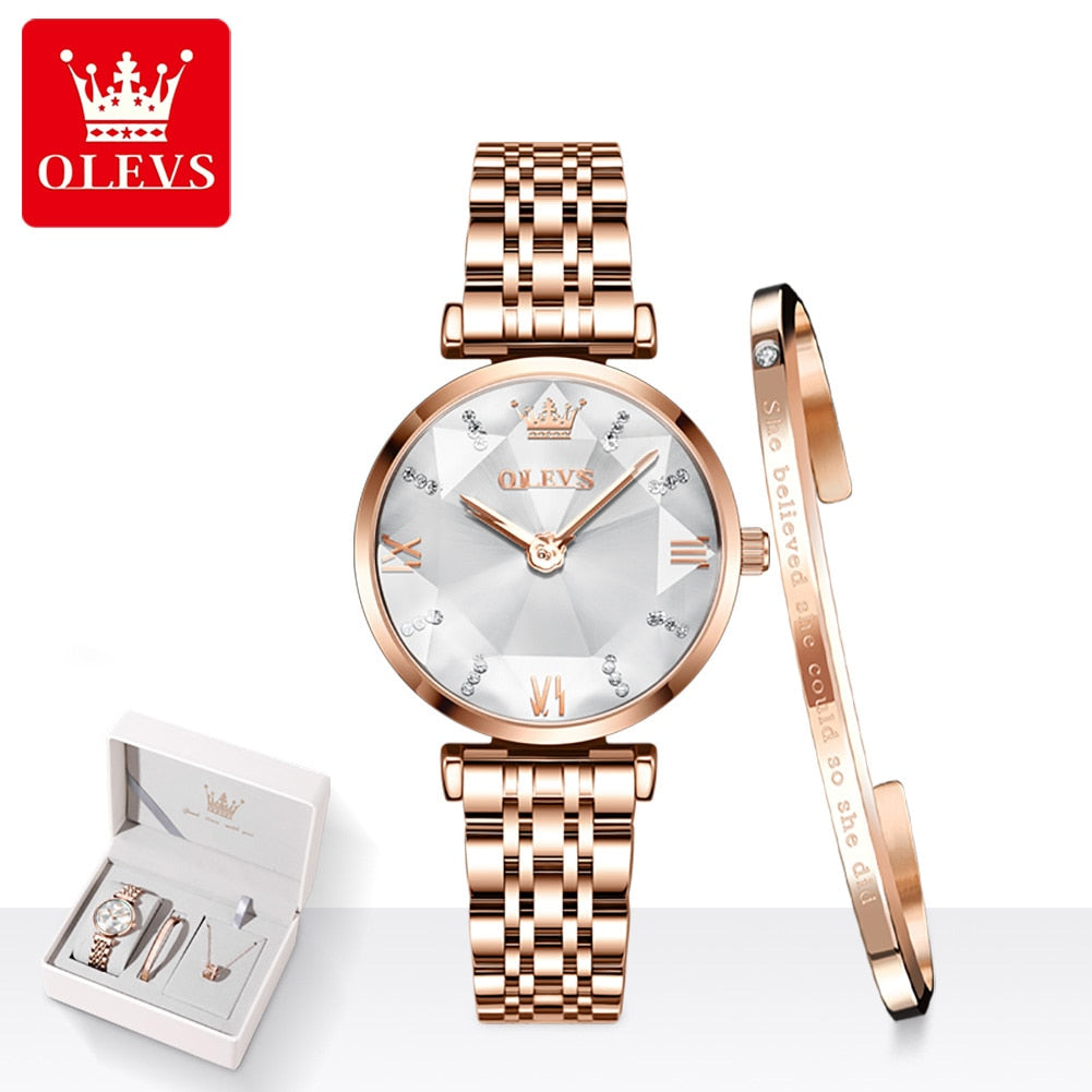 OLEVS Waterproof Luxury Jewel Quartz Watch Set