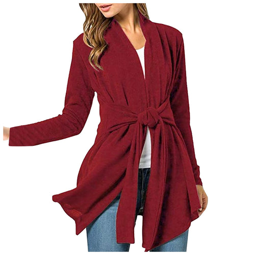 Long Sleeve Drawstring Cardigan - Fashion Damsel