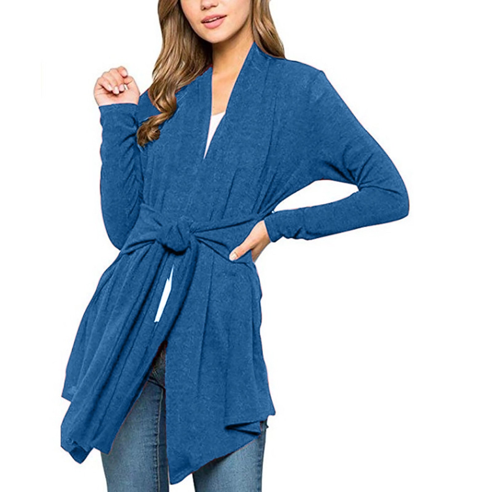 Long Sleeve Drawstring Cardigan - Fashion Damsel